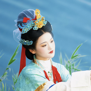 【霜翎阁】永乐宫壁画神仙套装冠簪汉服冠发钗配饰品{荷花玉女}