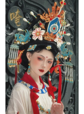 【霜翎阁】神仙图壁画衍生发全套装汉服配饰品流苏冠｛吉祥天女｝