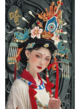 【霜翎阁】神仙图壁画衍生发全套装汉服配饰品流苏冠｛吉祥天女｝