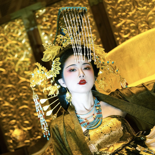 【霜翎阁】冕旒发冠武则天神仙同款唐风汉服钗发簪套装古风发饰品