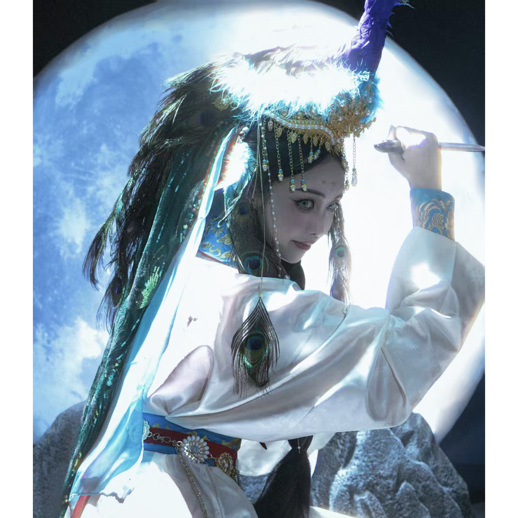 【霜翎阁】复原衍生孔雀冠唐风出土发冠仿妆流苏汉服同款{阿依奴}