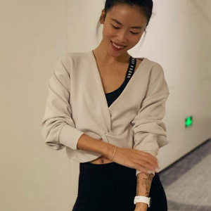 lulu同款秋冬瑜伽罩衫蝴蝶结运动上衣女健身服短款双面穿时尚卫衣