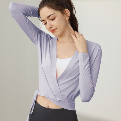 高颜值专业瑜伽运动上衣女 修身显瘦开衫长袖跑步普拉提健身服秋