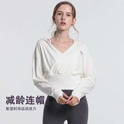 连帽瑜伽服长袖跑步上衣透气