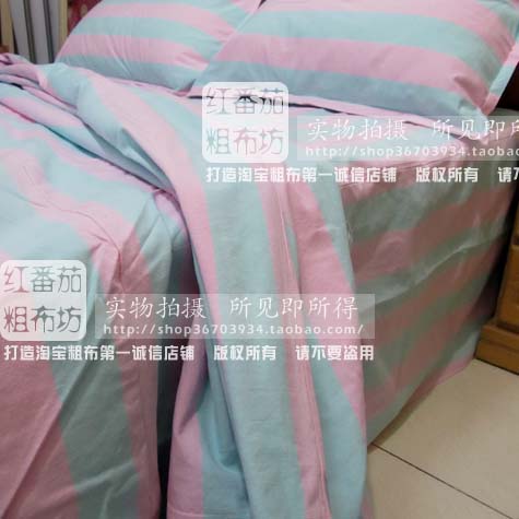 出口韩国特惠！手工梭织老粗布四件套 《浪漫满屋》电视剧样式图片