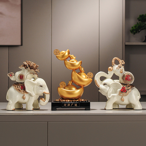 大象摆件一对聚财招财镇宅客厅创意家居饰品玄关电视柜酒柜装饰品