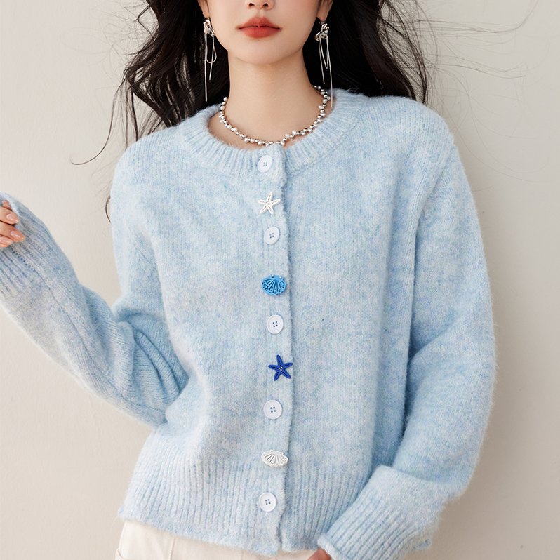 糯糯圆领韩系氛围感设计感谁穿谁好看，女装针织衫/毛衣，衣嘉衣服饰