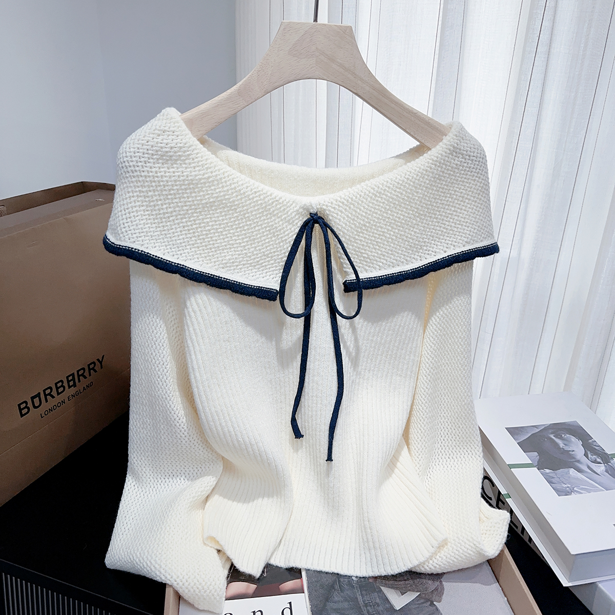 秋冬甜美减龄娃娃领毛衣女新款设计感小众百搭显瘦针织衫,女装针织衫/毛衣,衣嘉衣服饰 秋冬甜美减龄娃娃领毛衣女新款设计感小众百搭显瘦针织衫,女装针织衫/毛衣,衣嘉衣服饰