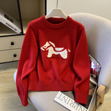 小马图案洋气加厚套头毛衣针织衫上衣高品质，女装针织衫/毛衣，衣嘉衣服饰