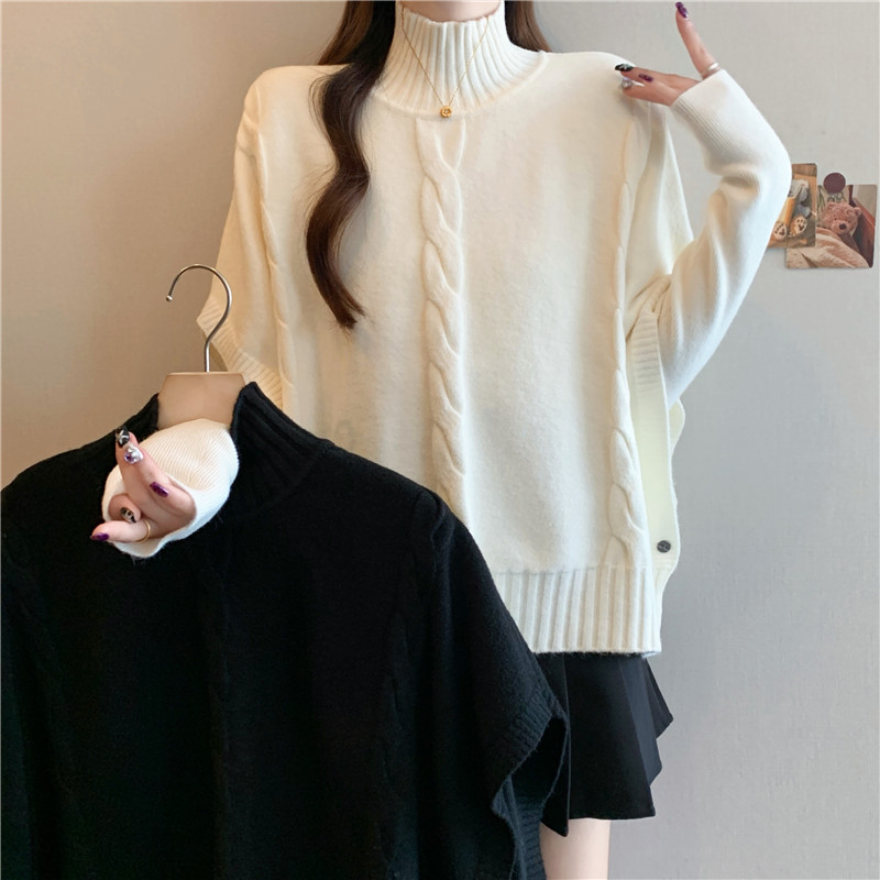 2025秋冬新款大码女装胖mm高领麻花百搭毛衣针织衫上衣两件套，女装大码女装，衣嘉衣服饰