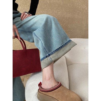 司南不费力穿搭梨形浅蓝色宽松