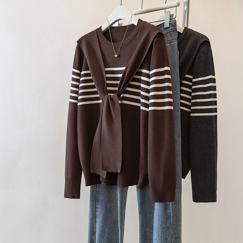 胖mm韩系温柔学院风海军领披肩针织衫秋冬百搭条纹毛衣上衣,女装大码女装,衣嘉衣服饰 胖mm韩系温柔学院风海军领披肩针织衫秋冬百搭条纹毛衣上衣,女装大码女装,衣嘉衣服饰