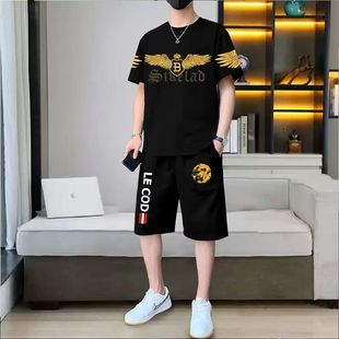 2025夏季新款男士短袖短裤套装时尚潮流百搭宽松韩版休闲运动套装