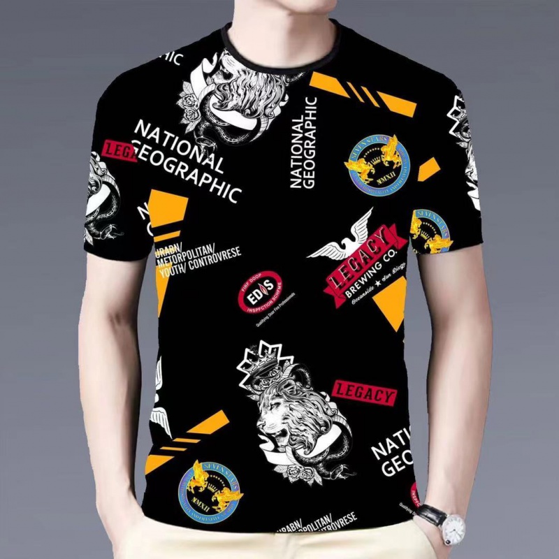 ins超火短袖t恤男2021潮印花上衣