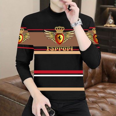 2026秋冬季男士半高领德绒保暖打底衫时尚潮流修身长袖T恤百搭