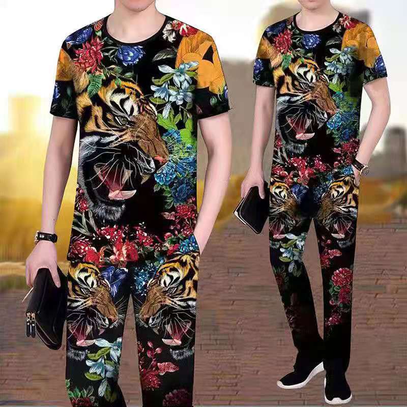 夏季短袖长裤男士休闲运动套装