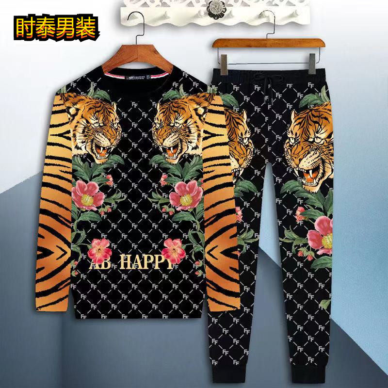 长裤精神小伙印花时尚运动套装