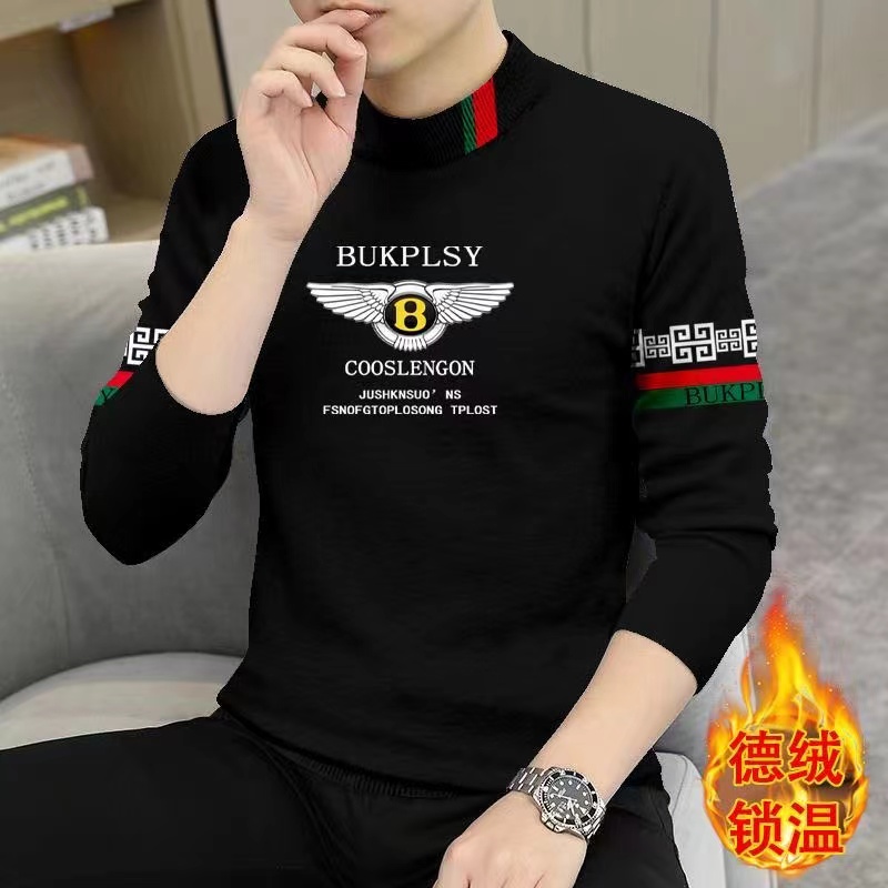 德绒印花打底衫上衣t恤中青年