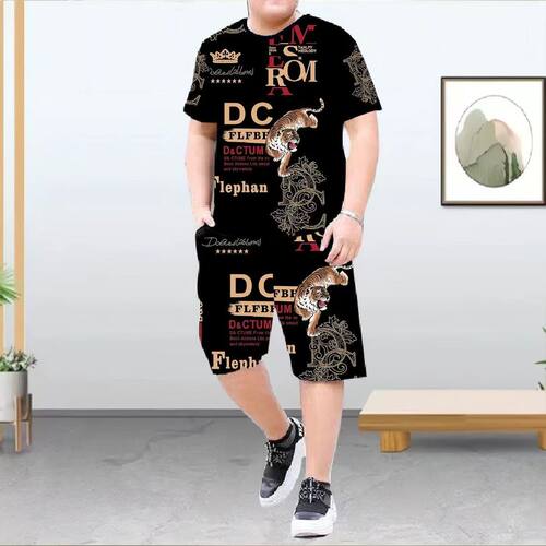 2025夏季新款冰丝男士短袖短裤套装大码短袖潮流显瘦爆款男士套装