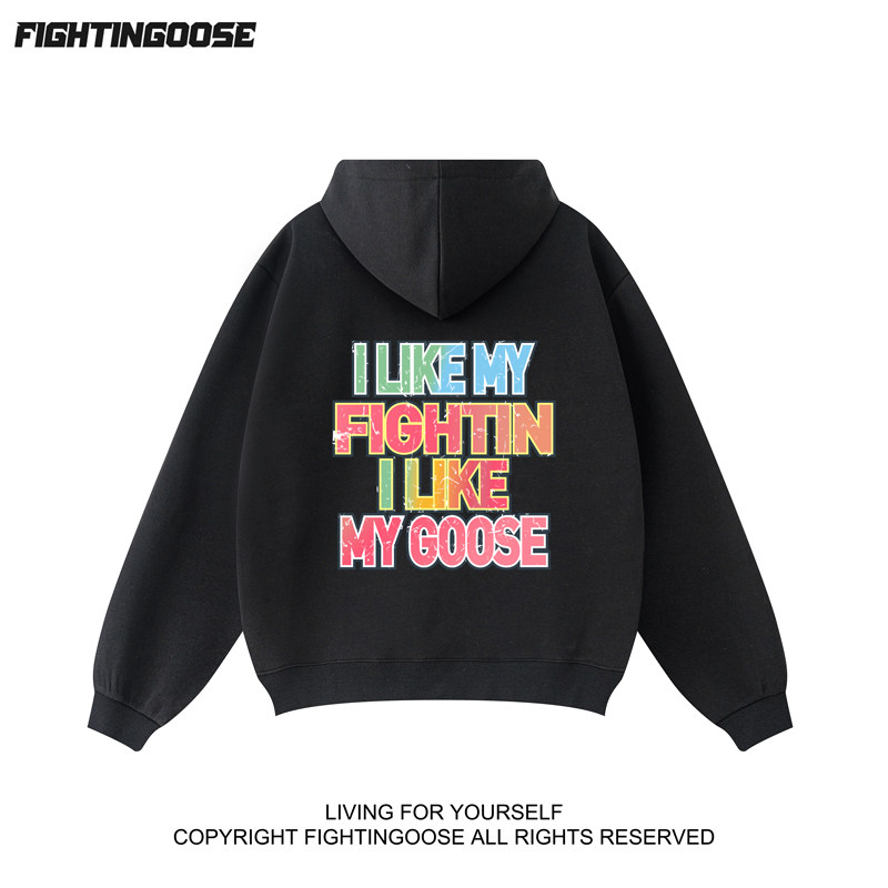 闪电大鹅美式多巴胺字母连帽宽松潮流秋冬320g重磅无性别卫衣潮服