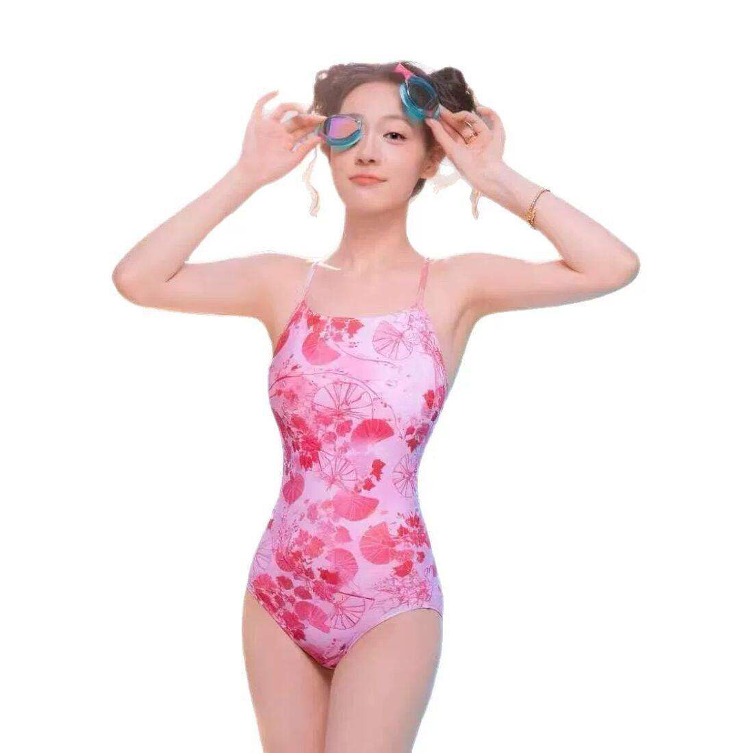 鎏酸竞速泳衣泡温泉专业训练运动低开叉遮肚显瘦连体游泳衣