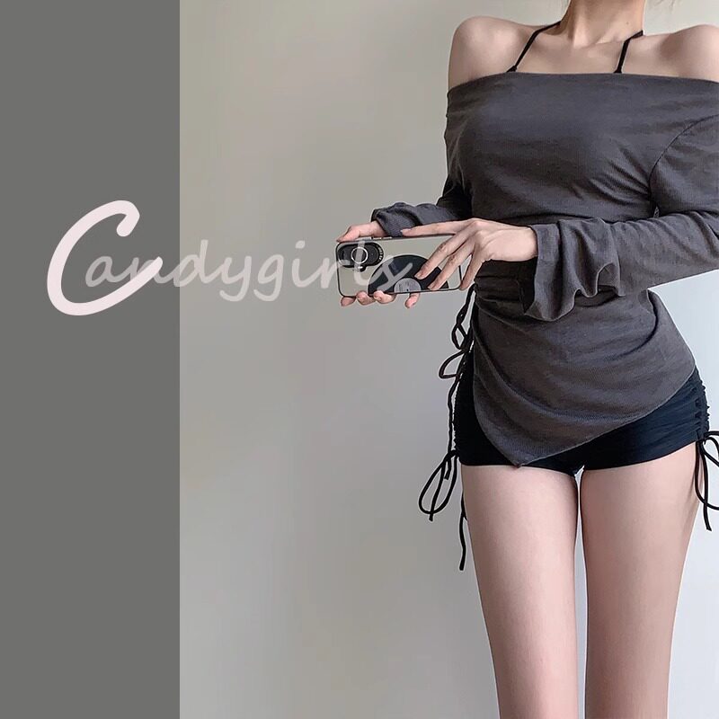 Candygirls微胖显瘦泳衣女款泡温泉三件套平角裤保守遮肉分体泳装