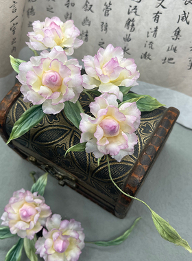 木生手作烫花蔷薇汉服发夹盘发古风头饰古装走街活动发饰原创簪花