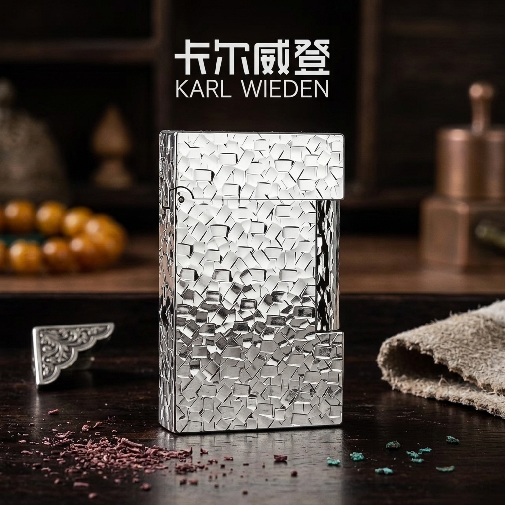 【送赠品】KW卡尔威登朗声充气打火机碎冰银送男友礼物复古风潮藏