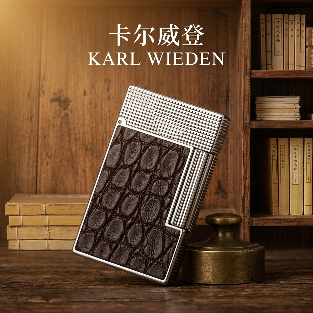 KW卡尔威登朗声煤油打火机高级送男友生日礼物鳄鱼纹棕商务情人节