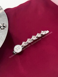 Miu系高级感轻奢圆形珐琅彩色排钻镶钻一字夹发卡发夹侧边刘海夹