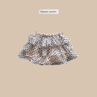 夏季新款中大童女童宝宝韩系小众淑女风波点气质半身裙A字版短裙