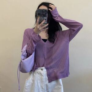 薄针织防晒外搭开衫女2024年夏季新款复古温柔风宽松百搭长袖上衣