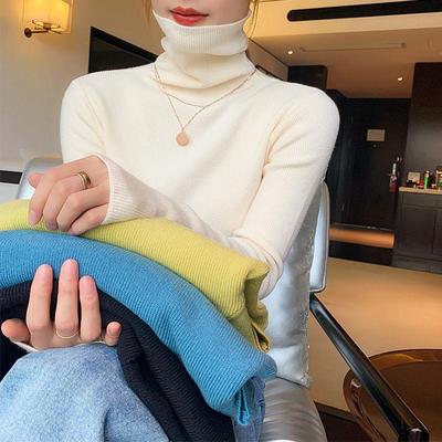 高领修身显瘦毛针织衫