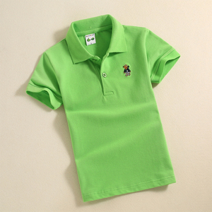 童装夏装纯棉半袖校服 中大童纯色POLO衫 儿童短袖t恤男童 演出服