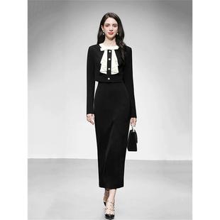 千金风撞色蝴蝶结小香外套半裙套装 Design 女装 Fashion秋季 新款