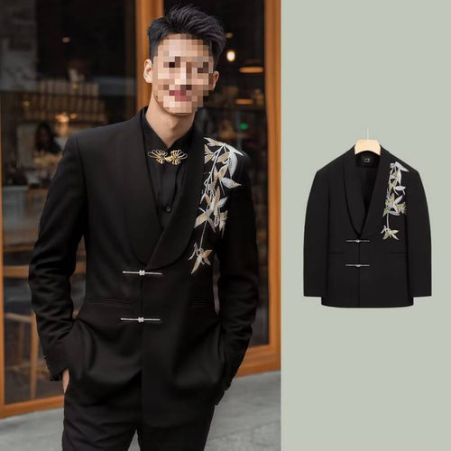 新中式男装中山装婚礼新郎2025新款结婚西服订婚西装套装国风唐装