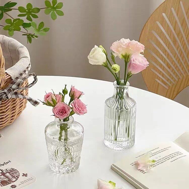 复古浮雕透明玻璃花瓶拍照道具