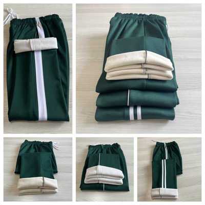 墨绿细白宽白双白杠加绒加厚校裤