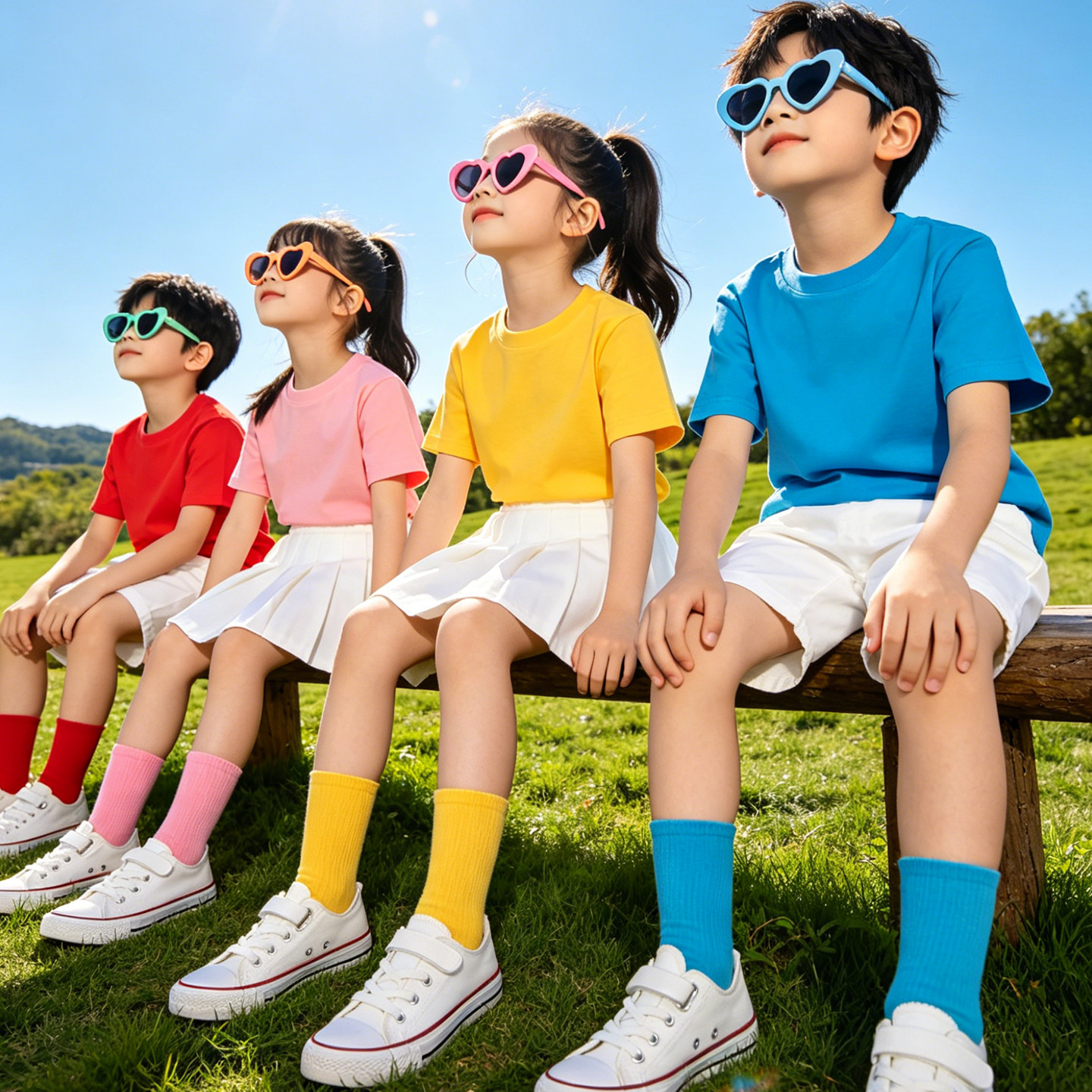 毕业班服儿童糖果彩色t恤幼儿园小学生多巴胺六一演出服亲子套装