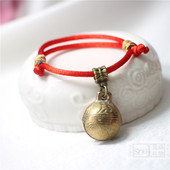 大小号调节虎头铜铃铛脚链宝宝五彩金刚结婴儿红绳手链