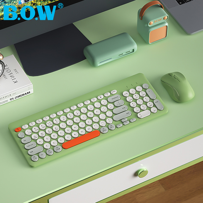BOW 三模无线键盘鼠标外接笔记本电脑女生办公打字键鼠套装静音