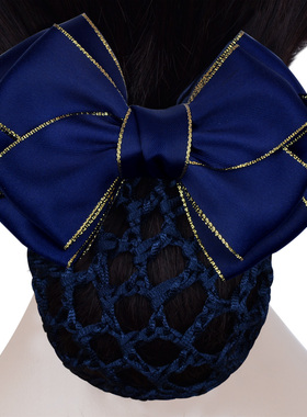 蓝色金边职业头花酒店银行医院护士头花上班工作头花发饰发夹发网