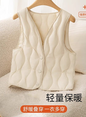 羽绒棉马甲内胆女冬季棉服内搭保暖背心v领轻薄款小外套~处理
