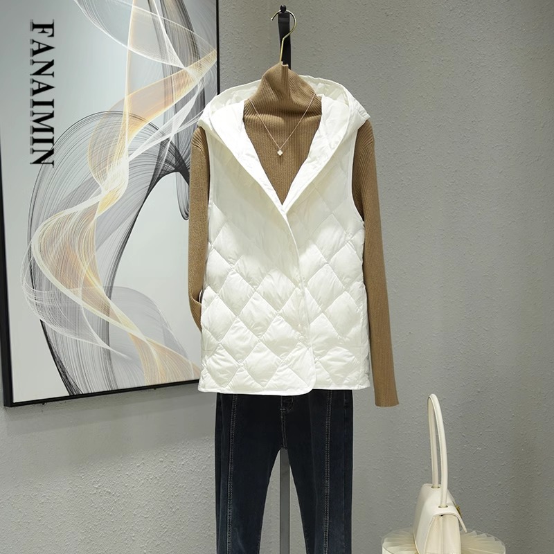 清仓捡漏~连帽羽绒棉马甲女短款轻薄内胆小个子打底背心内搭马夹