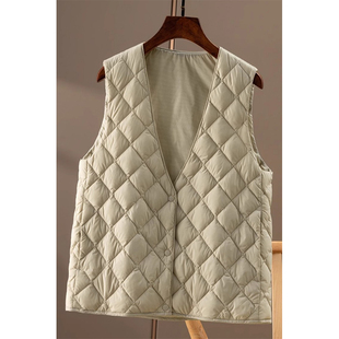 冬季 清仓现货 棉服伴侣内搭保温打底内胆V领轻薄羽绒棉马甲背心女