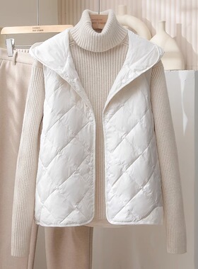 冬季羽绒棉服内胆女百搭连帽马甲外套短款轻薄马夹棉衣~清仓现货