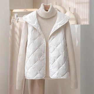 冬季羽绒棉服内胆女百搭连帽马甲外套短款轻薄马夹棉衣~清仓现货