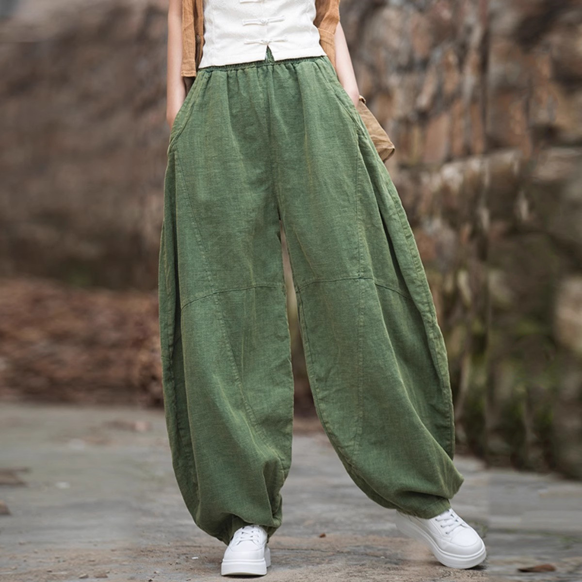 清仓捡漏~棉麻裤子女炒色做旧休闲裤宽松长裤打坐禅修太极灯笼裤