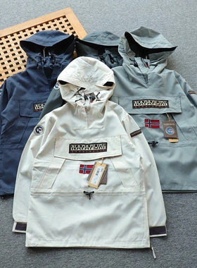 挪威单男女同款户外连帽防风防水冲锋衣外套意式尼龙防风防泼水