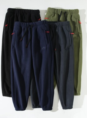 北欧冬季户外新款潮牌摇粒绒休闲卫裤松紧腰羊羔毛绒超保暖长裤